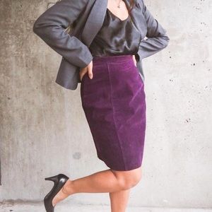 90s vintage purple suede pencil skirt